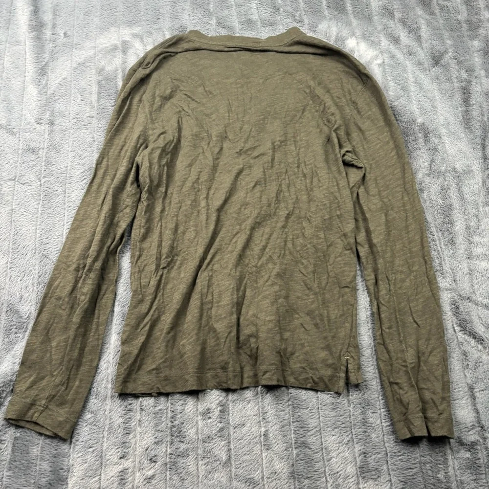 Banana Republic Mens Soft Wash Organic Cotton Long Sleeve Henley Shirt Olive M